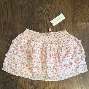 LoveShackFancy ruffle mini skirt size